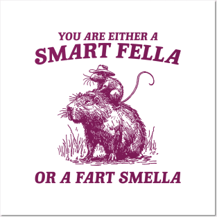 Are You A Smart Fella Or Fart Smella Vintage Shirt, Funny Rat Riding Cabybara Posters and Art